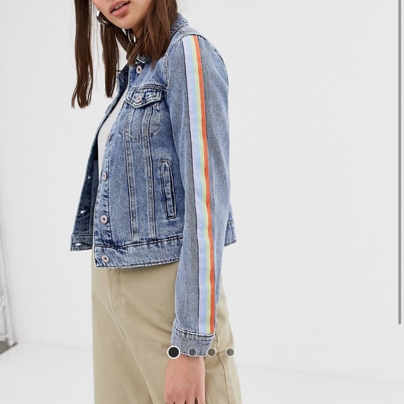 Pastel ribbon stripe classic denim jacket - Picture 4 of 9